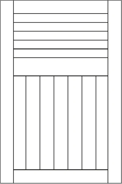 Volets battants - Configuration - Bois - Cadre - 1-3 lames ajourées, 2-3 aspect lames verticales