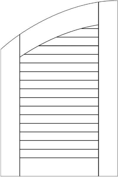 Volets battants - Configuration - Bois - Cadre - Traverse haute cintrée